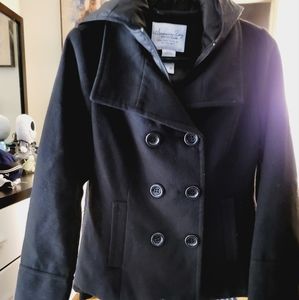 American Rag Cie Midnight Black Hooded Jacket Women Size Small